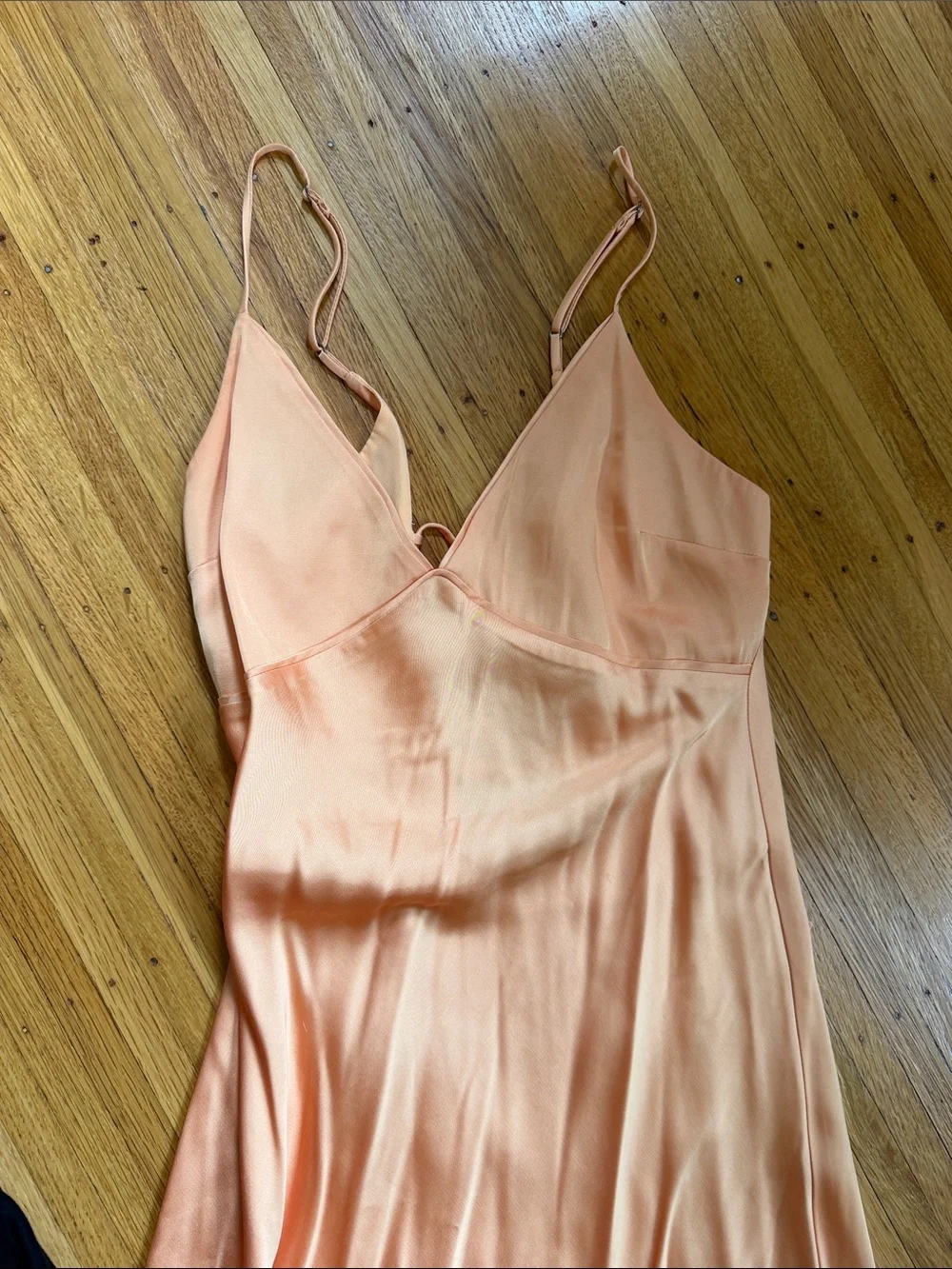 Abercrombie & Fitch Peach Satin Midi Slip Dress - Picture 2 of 4